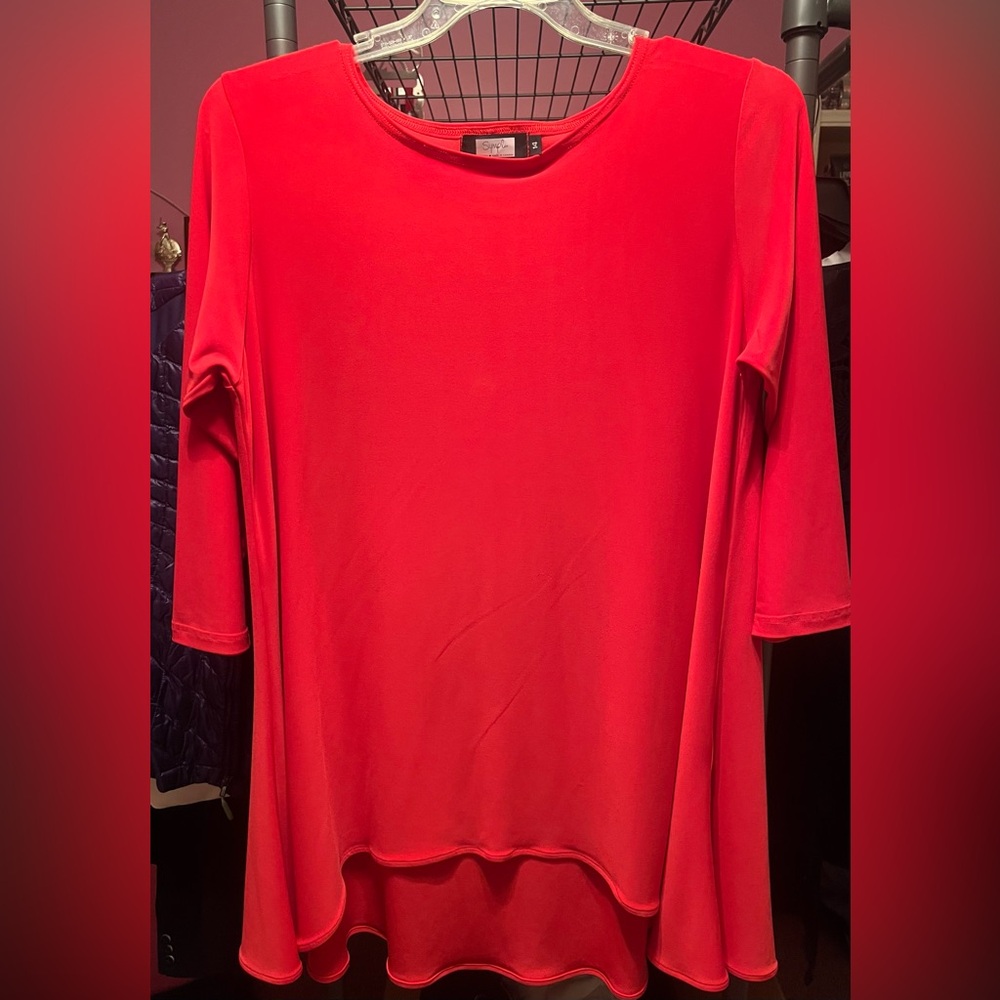 Sympli Vibrant Red Long Sleeve Tunic